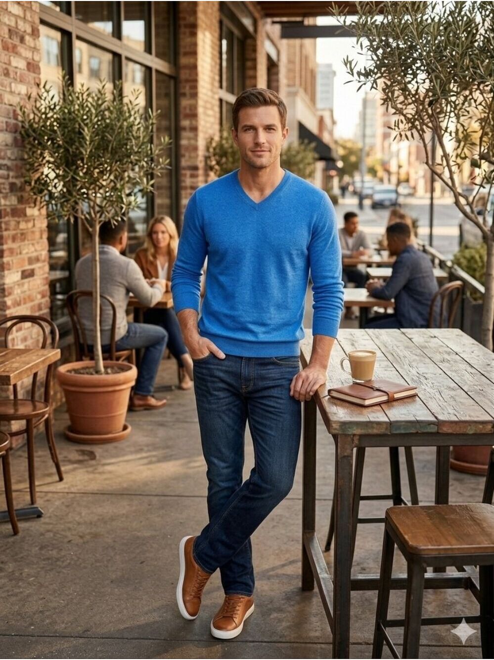 Banana Republic Blue Silk & Linen V Neck Sweater Size Large